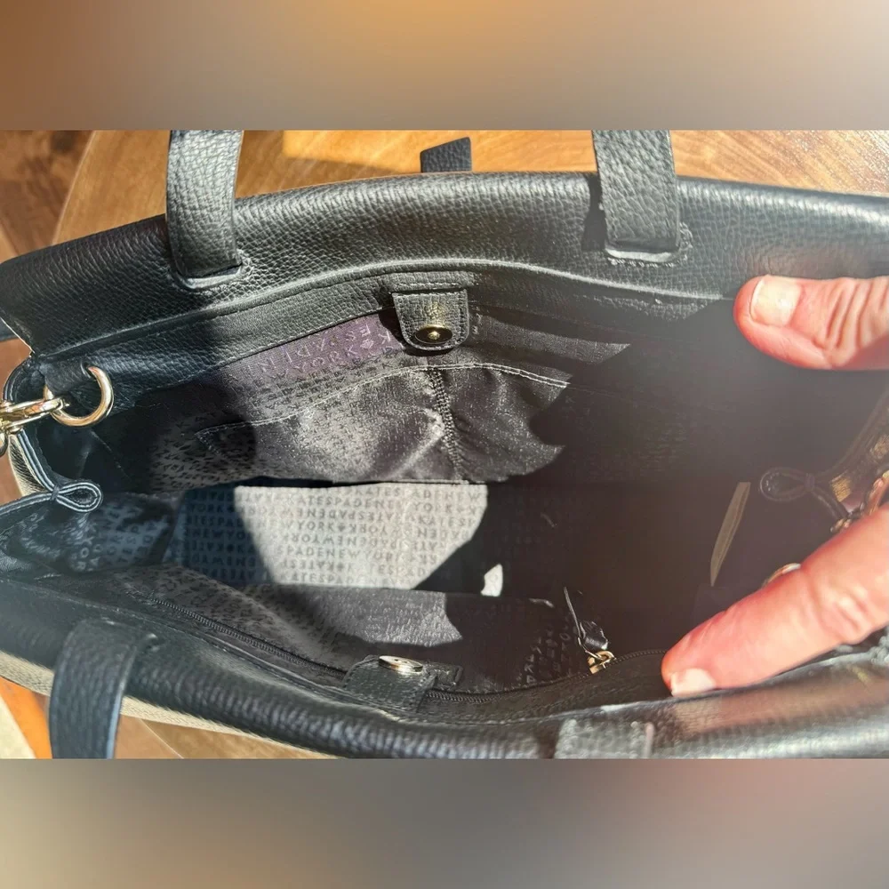 kate spade Pebbled Leather Top-Handle Satchel with Shoulder Strap and Gold Trim